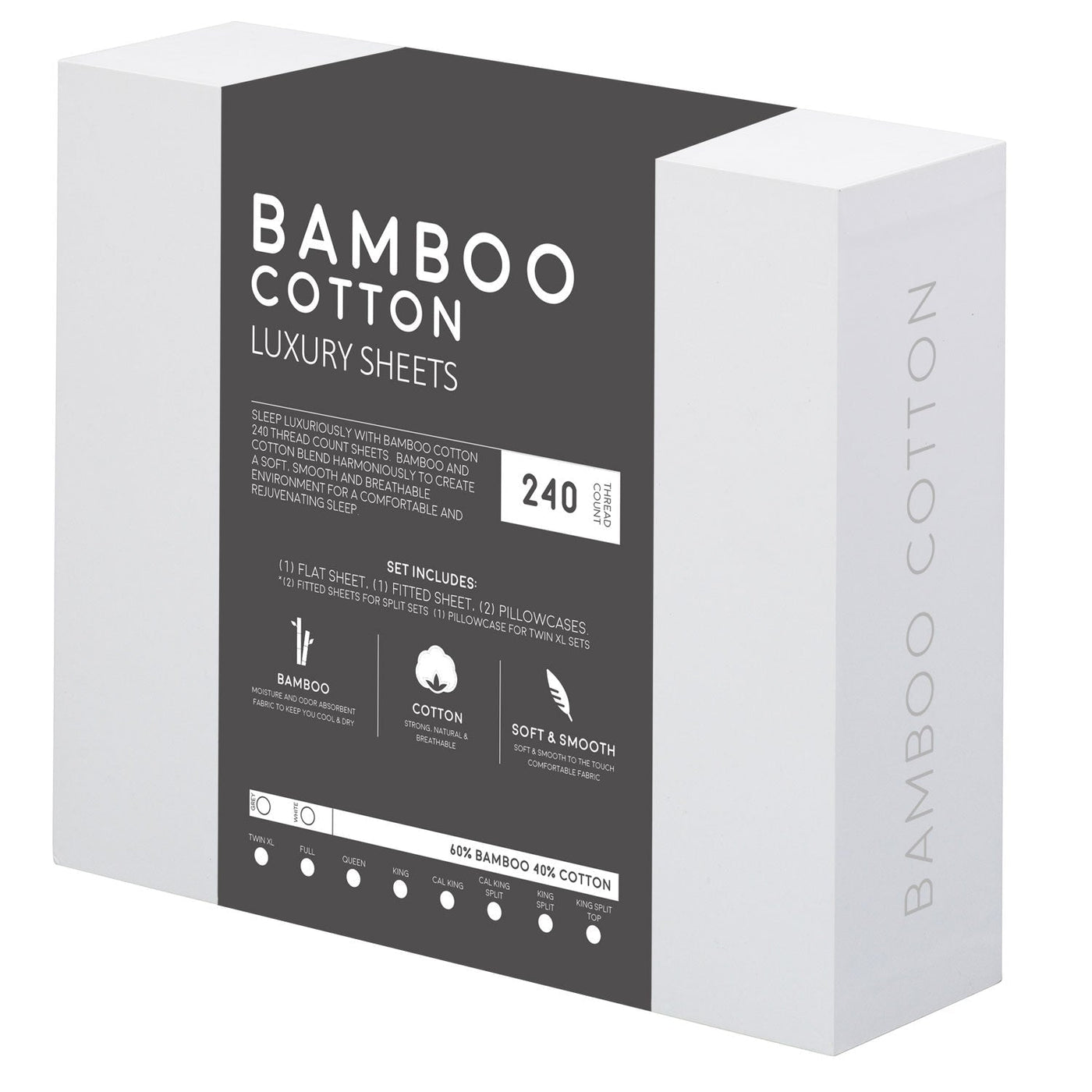 Bamboo Cotton Luxury Sheet Set - Grey - mysleepscience.com