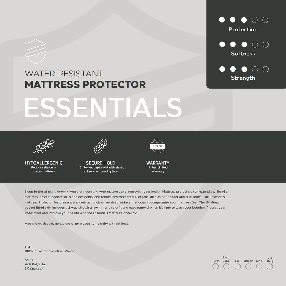 Essentials Microfiber Mattress Protector Waterproof and Hypoallergenic - mysleepscience.com